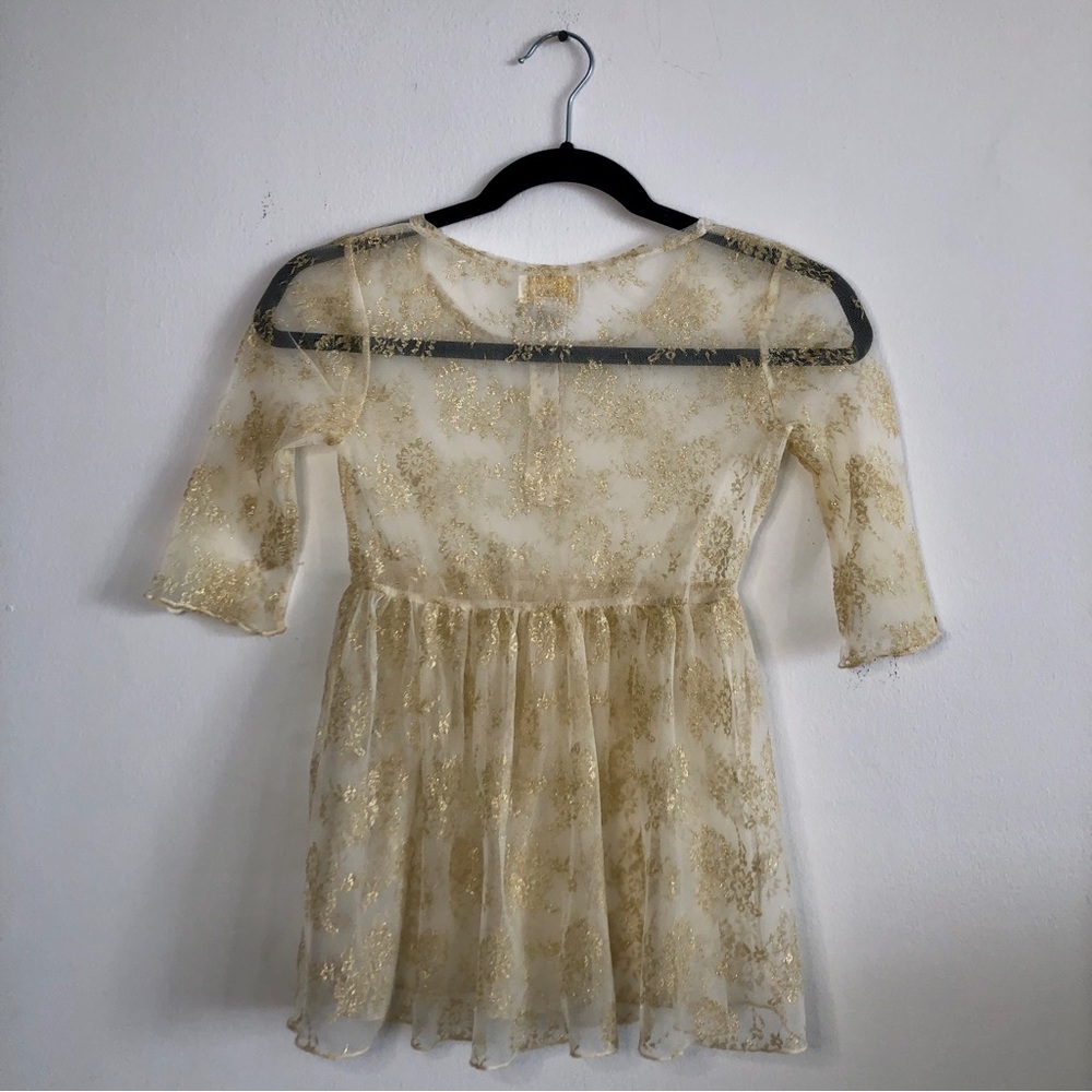 Guess Kids M (10-12) Gold Lace Button Top Shirt - Picture 3 of 6